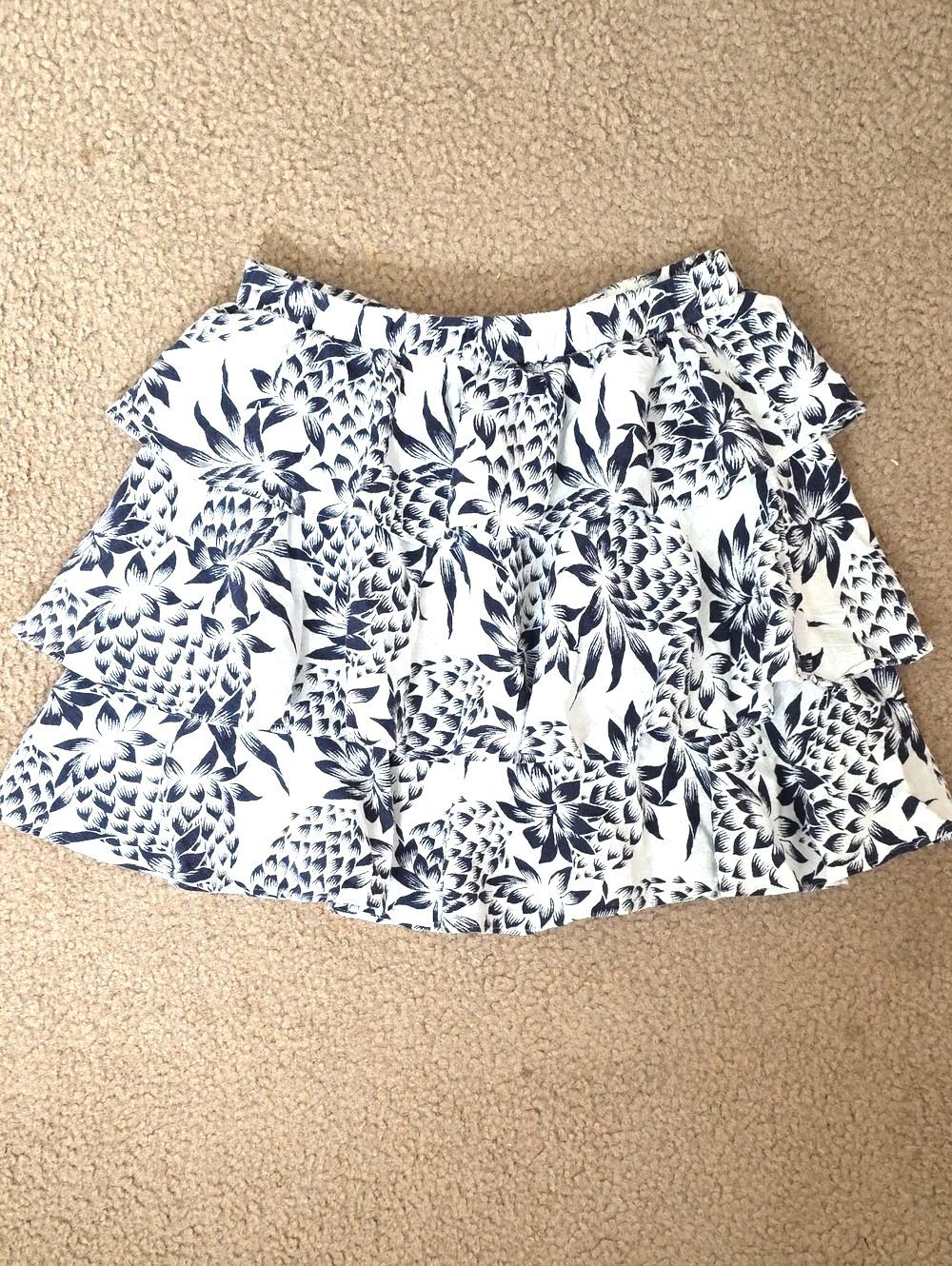 Crewcuts Girls Blue White Tropical Tiered Skirt - Size 12